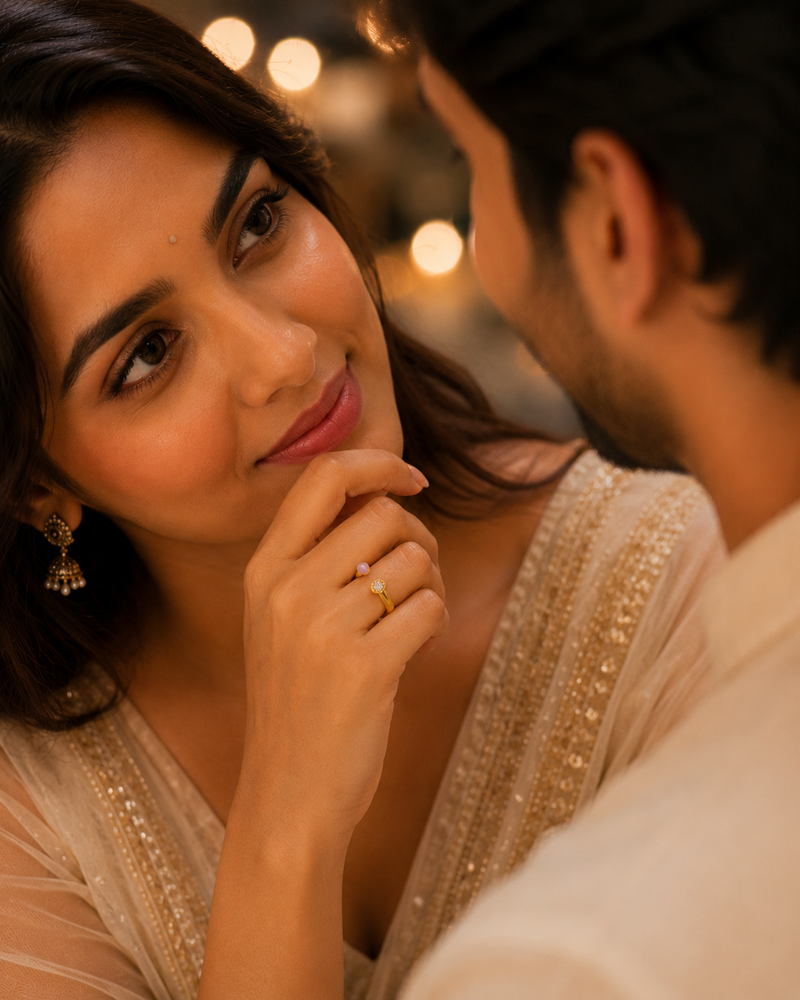 Golden Colour Blush Open Statement Ring