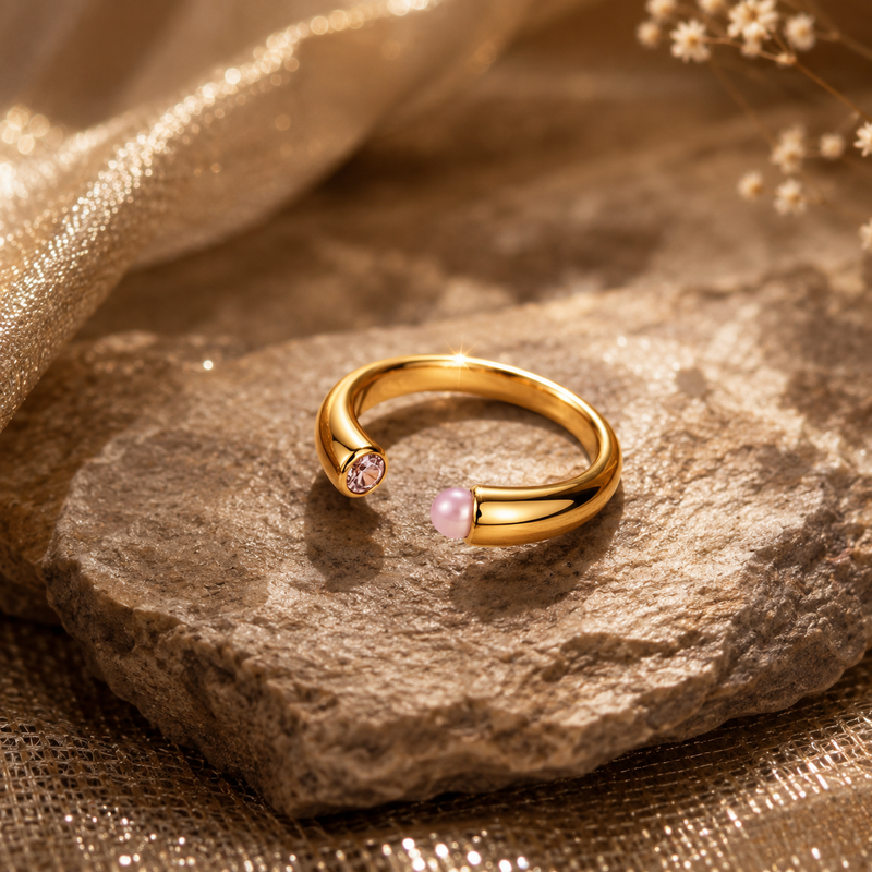 Golden Colour Blush Open Statement Ring