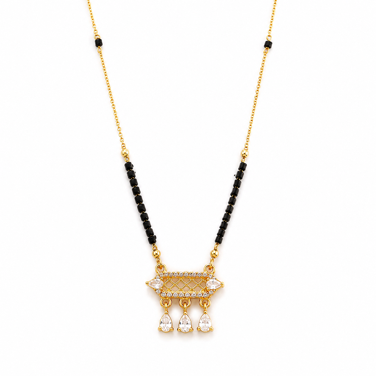 Elegant Indian Mangal sutra with Hanging CZ Charms
