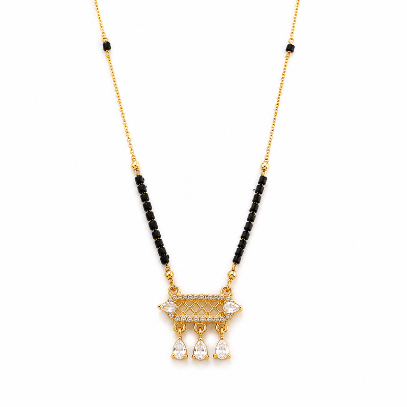 Elegant Indian Mangal sutra with Hanging CZ Charms