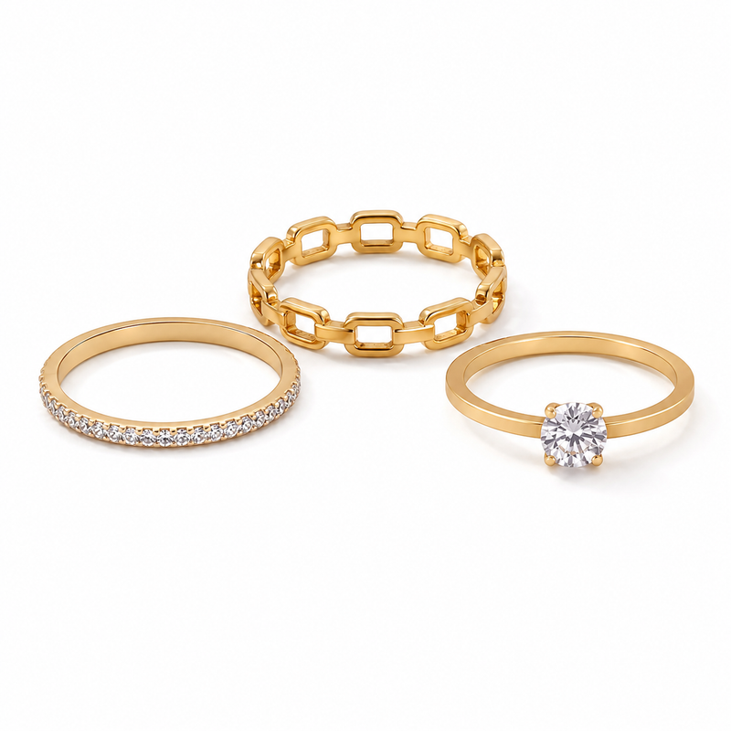 Minimalist Golden color Combo Ring Collection for Women