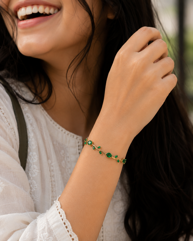 Buy Latest Designer Tulip Pattern Green colour Tulip bracelet for women