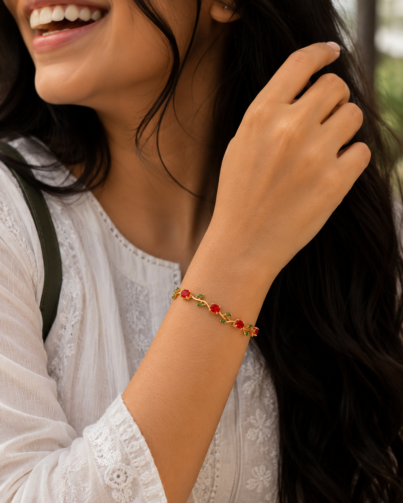 Buy latest Designer Tulip pattern Red and green color bracelet