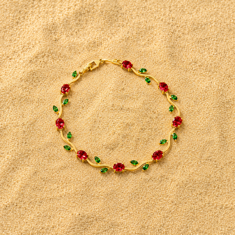 Buy latest Designer Tulip pattern Red and green color bracelet