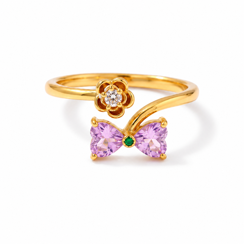 Yamiluxe Korean Style Butterfly Floral Adjustable Ring