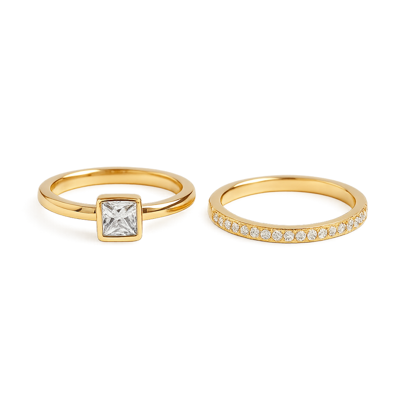 Modern Minimal Gold Ring Pair by yamiluxe
