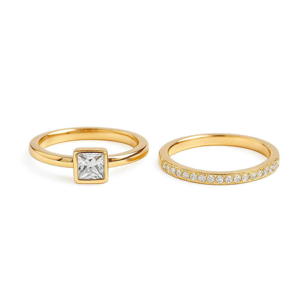 Modern Minimal Gold Ring Pair by yamiluxe