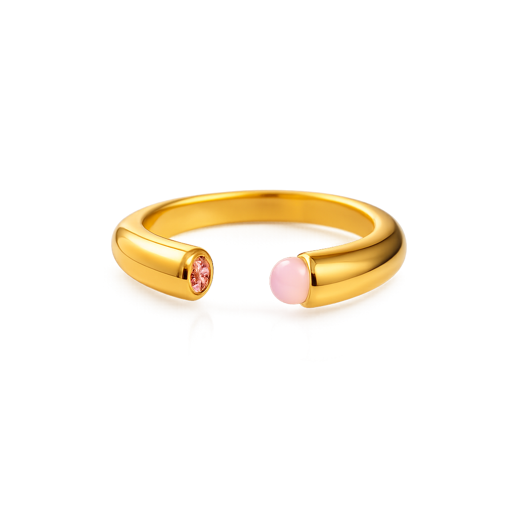 Golden Colour Blush Open Statement Ring