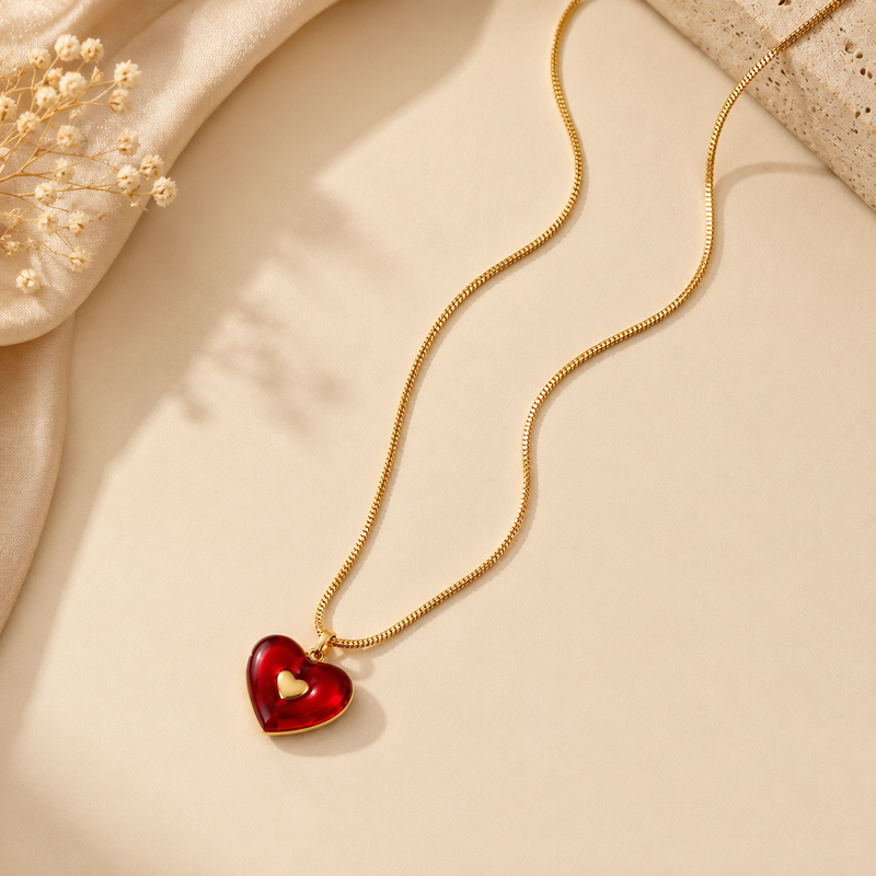 Buy Latest trending Red Color Heart pattern Chain pendant for women