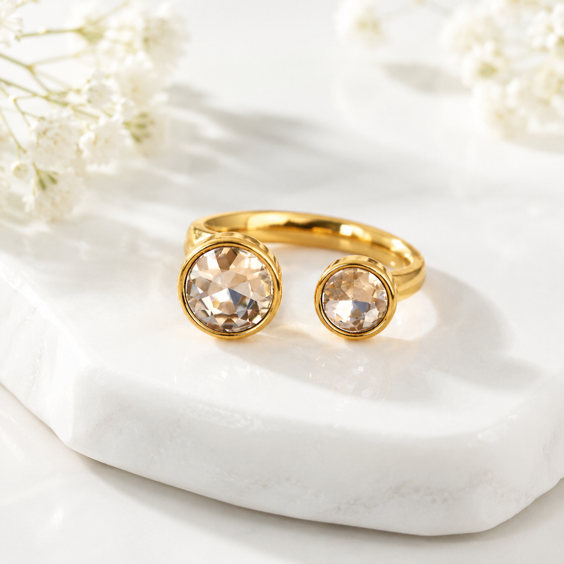 Infinity Dual Crystal Golden color Ring