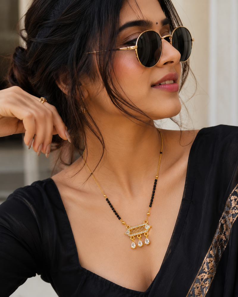 Elegant Indian Mangal sutra with Hanging CZ Charms