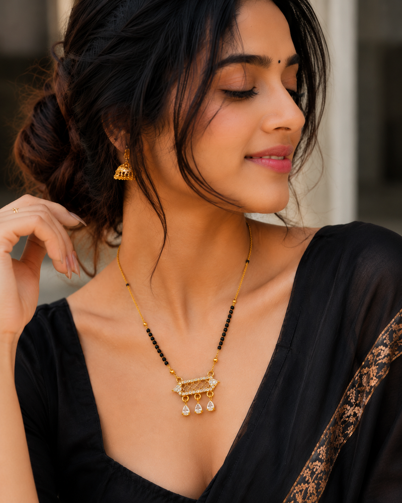 Elegant Indian Mangal sutra with Hanging CZ Charms