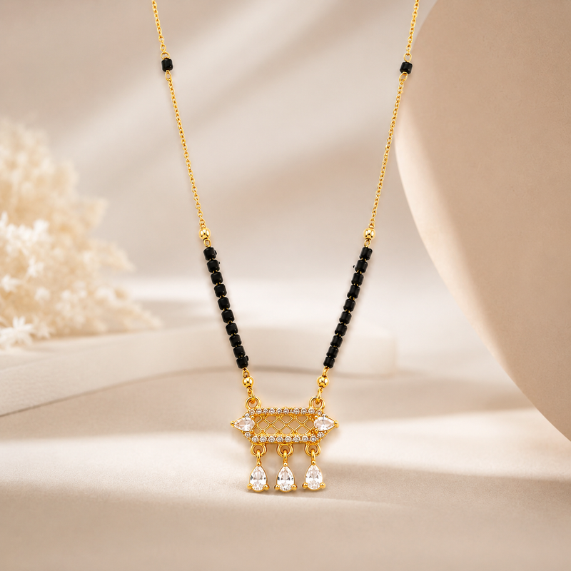 Elegant Indian Mangal sutra with Hanging CZ Charms