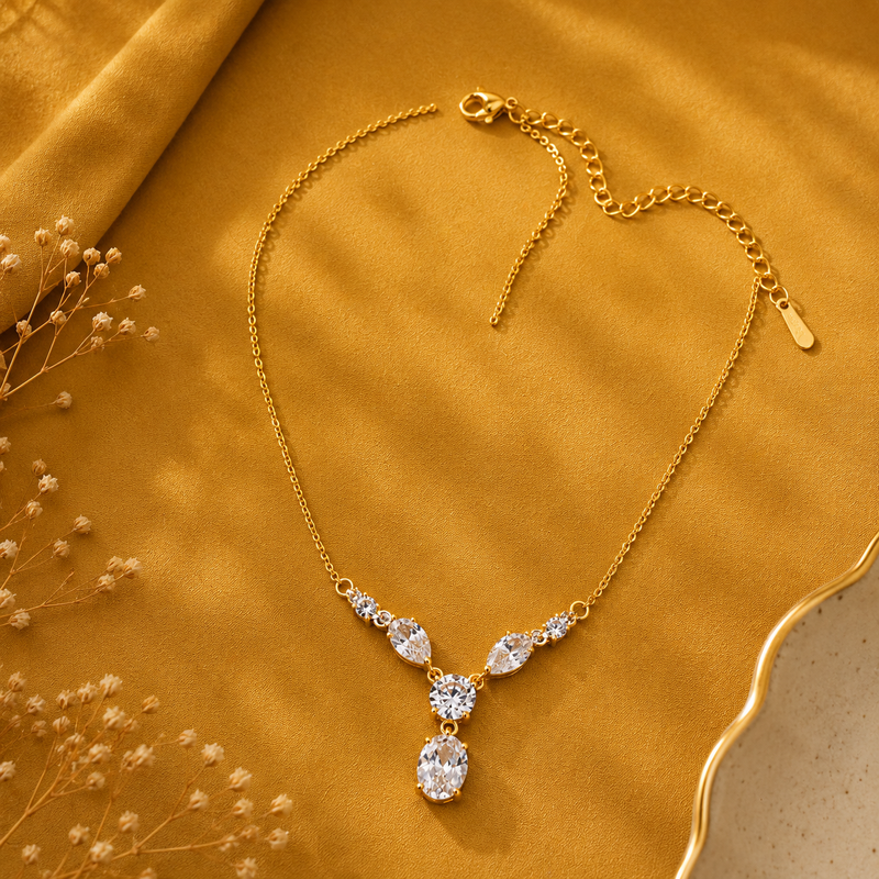 Buy Designer Triangle pattern Diamond Work Chain Pendant For women