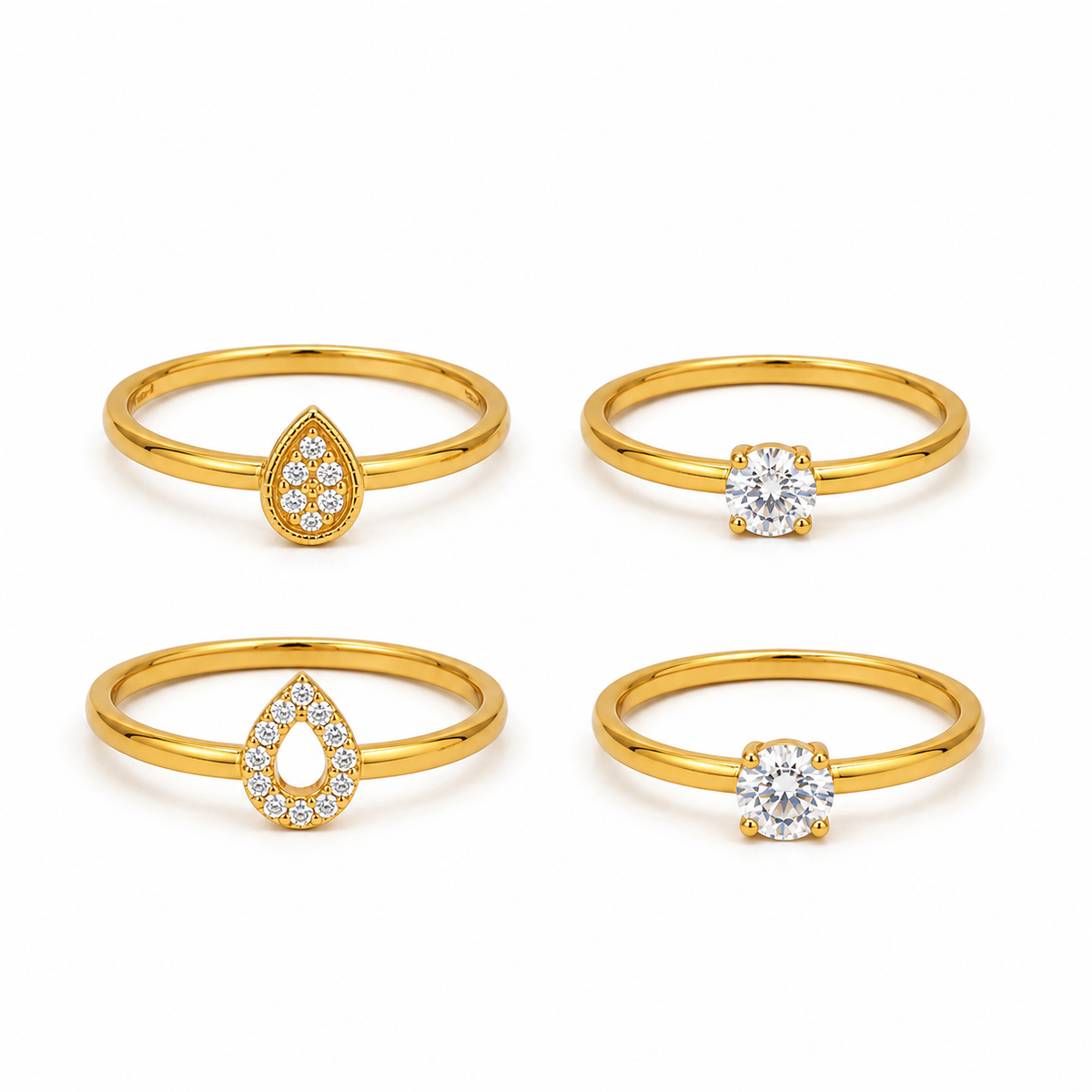 Yamiluxe Luxury Golden color CZ Diamond Ring Combo for Women