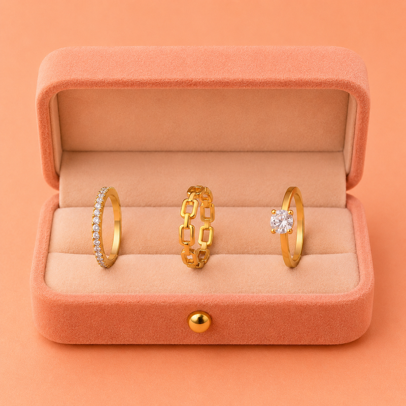 Minimalist Golden color Combo Ring Collection for Women