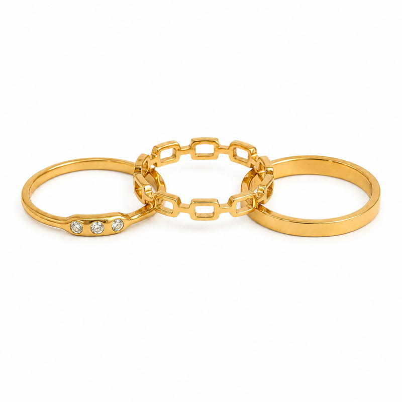 Yamiluxe Premium Golden color  Finish Layering Ring Set for Women