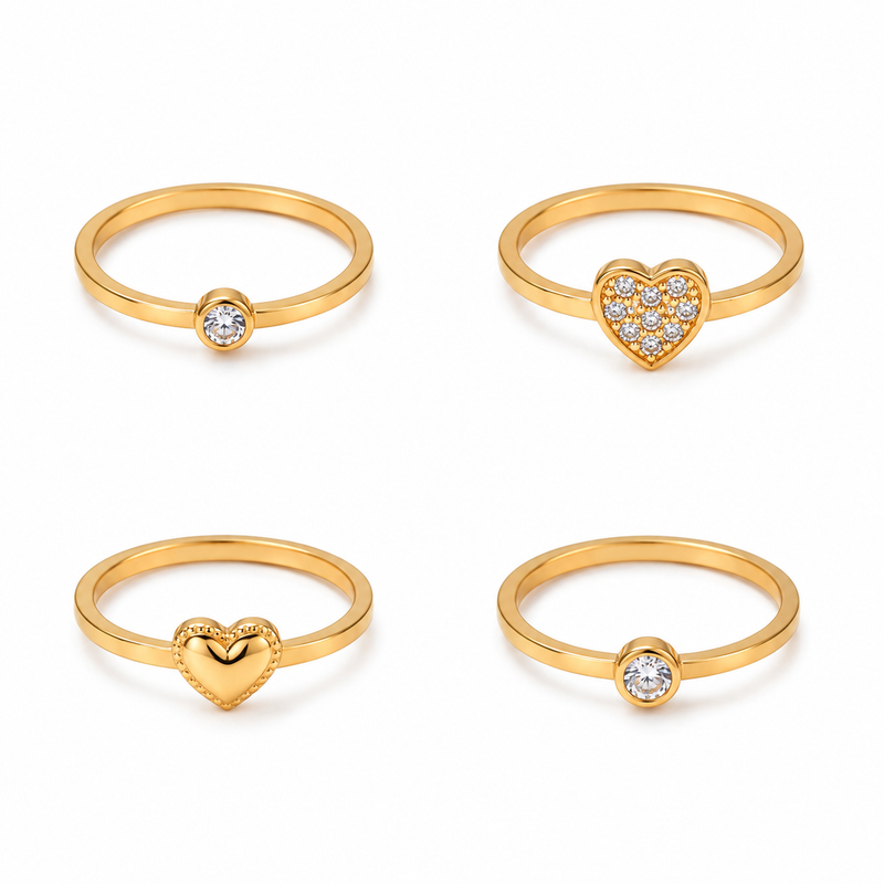 Luxury Golden Color Stackable Rings Combo Collection
