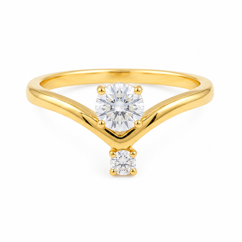 Elegant Golden color Solitaire double Diamond Ring