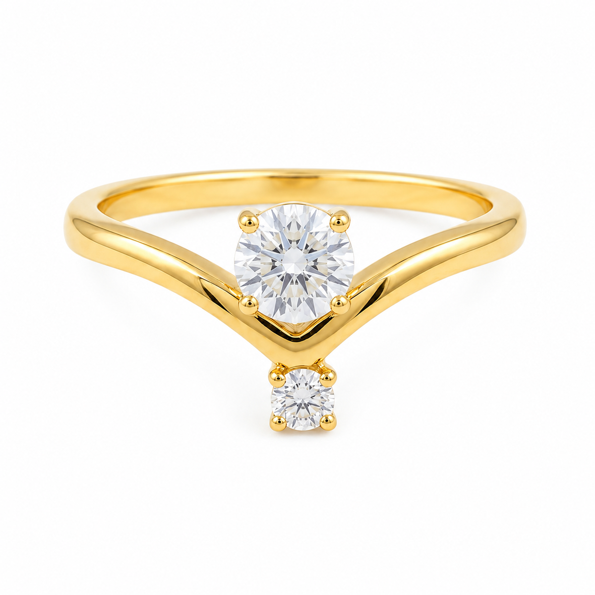 Elegant Golden color Solitaire double Diamond Ring