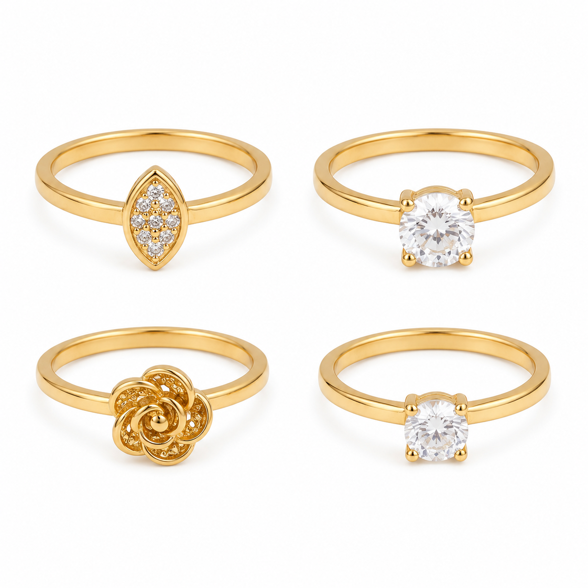 Delicate Golden colour Ring Combo Collection to wear Everyday Elegant Jewelry