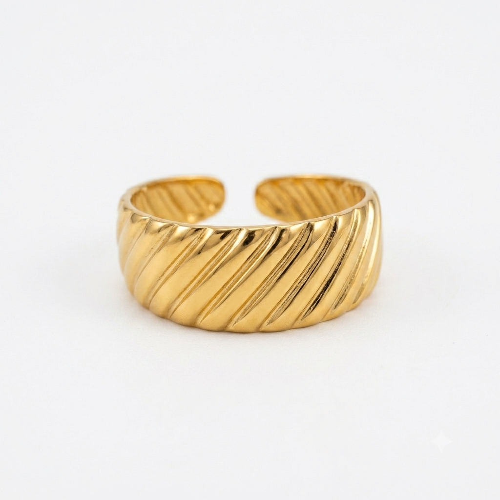 Minimalist Gold Wide Ring – Textured Statement Band for Women