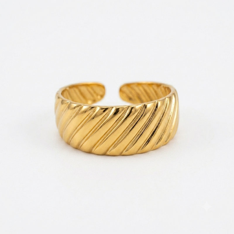 Minimalist Gold Wide Ring – Textured Statement Band for Women