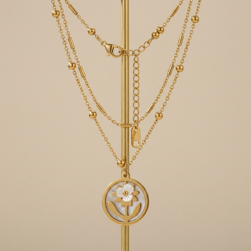 Dainty Floral Pendant Chain Necklace for Everyday Wear