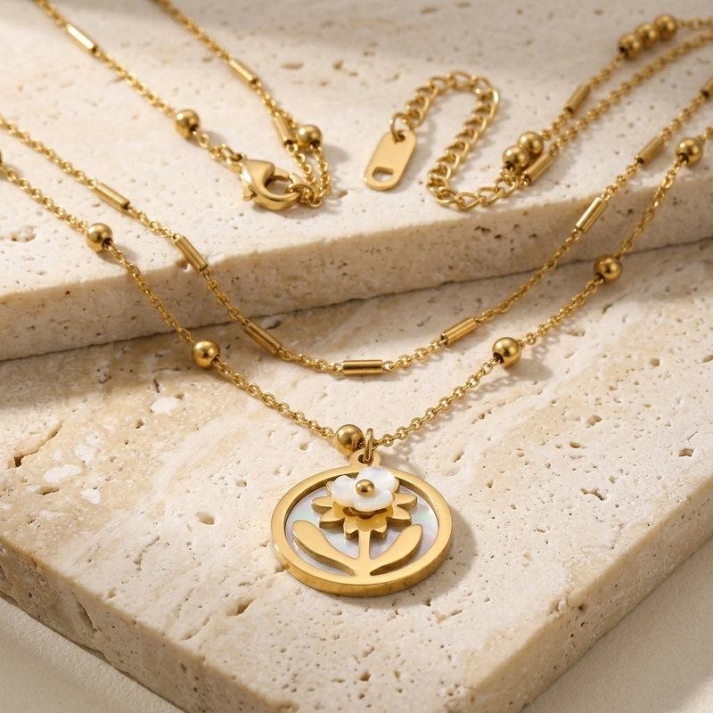 Dainty Floral Pendant Chain Necklace for Everyday Wear