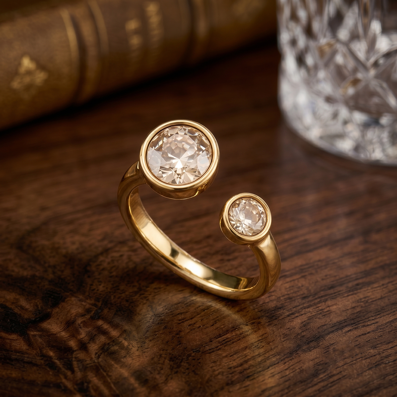 Infinity Dual Crystal Golden color Ring