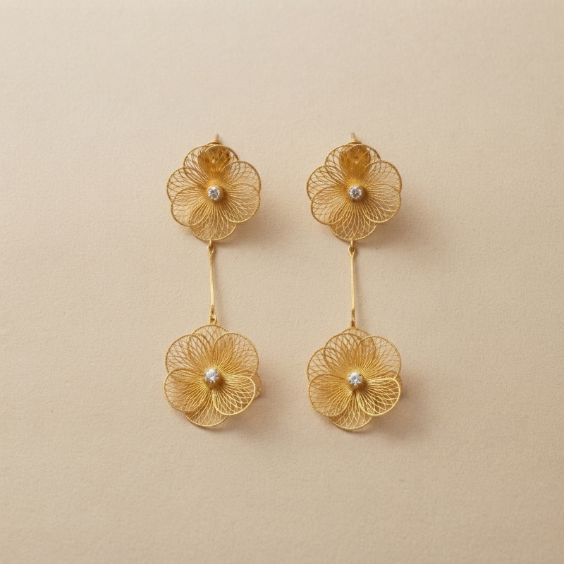 Buy Double flower Pattern earring For Women wear on function