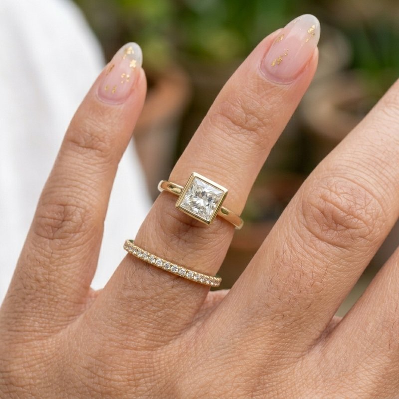 Modern Minimal Gold Ring Pair by yamiluxe