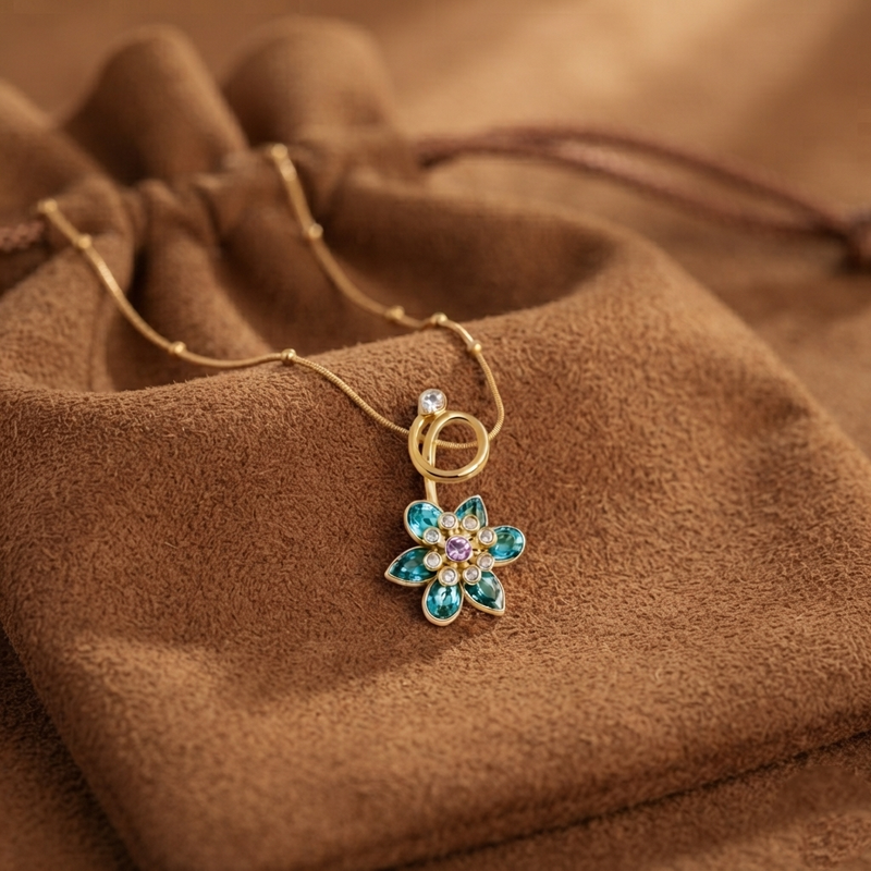 Buy Trending Sparkling Blue & Pink Stone Flower for Women