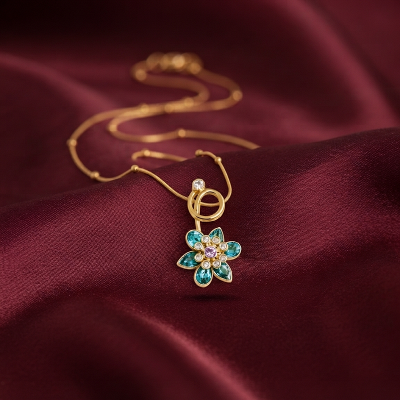 Buy Trending Sparkling Blue & Pink Stone Flower for Women