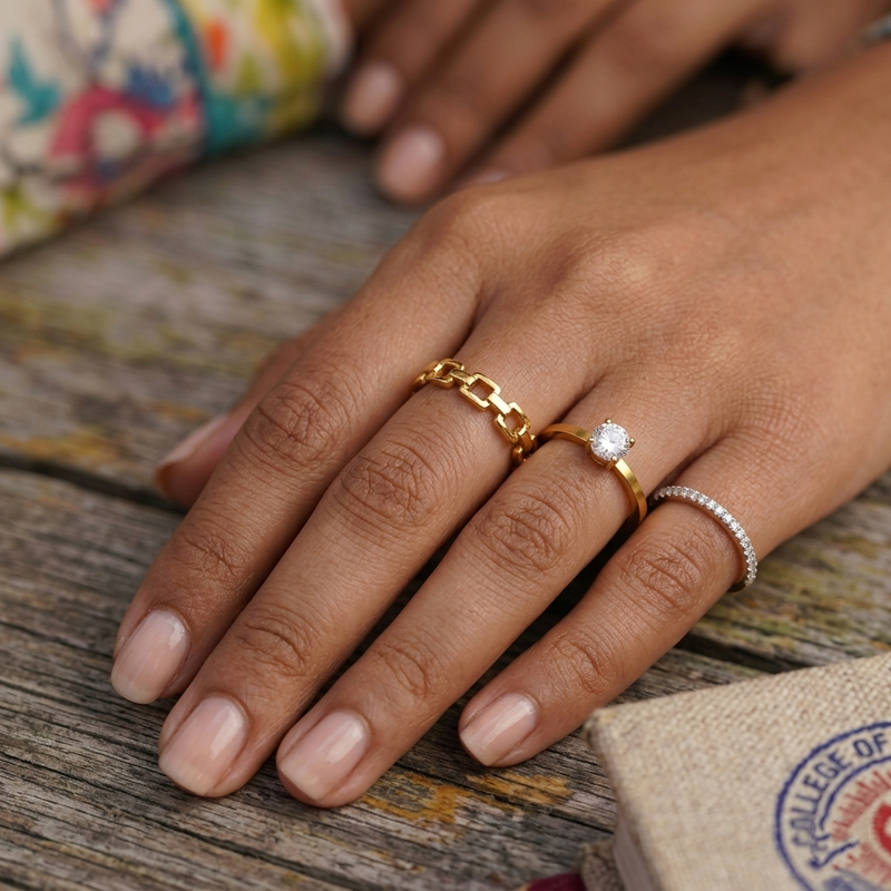 Minimalist Golden color Combo Ring Collection for Women