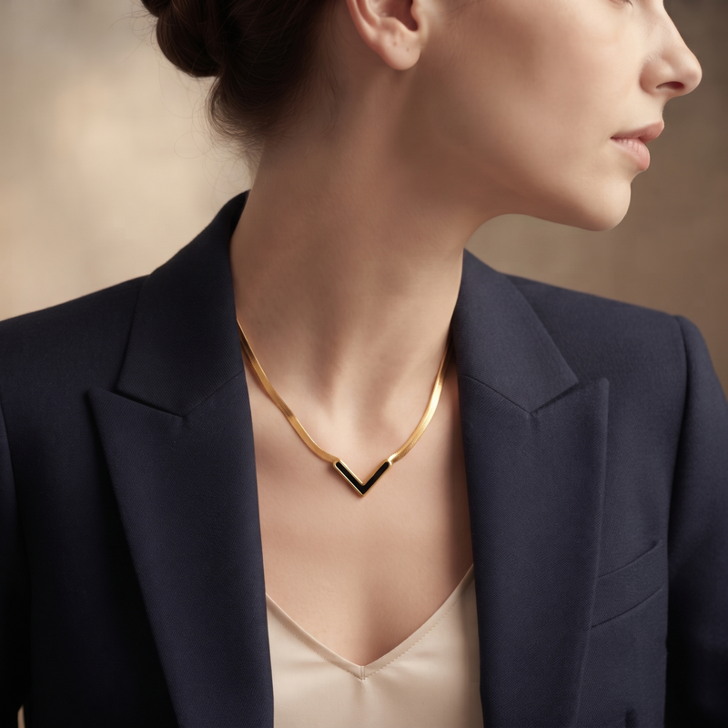 Buy Designer Black color V shaped Chain pendant for women
