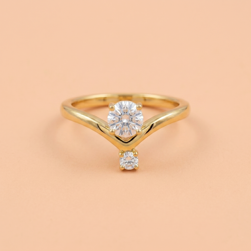 Elegant Golden color Solitaire double Diamond Ring