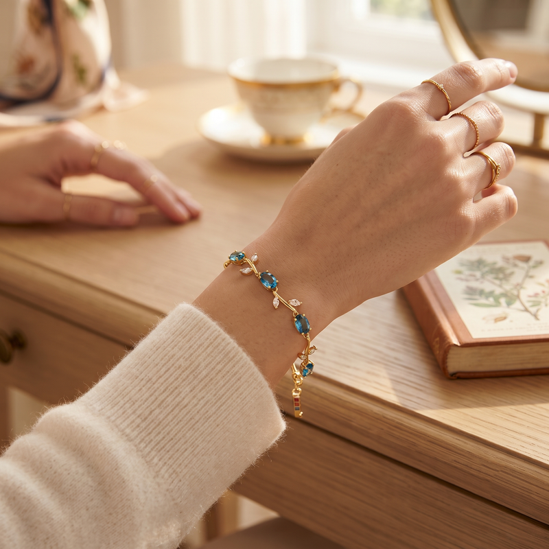 Buy Sky-blue Color Tulip Pattern Bracelet for women