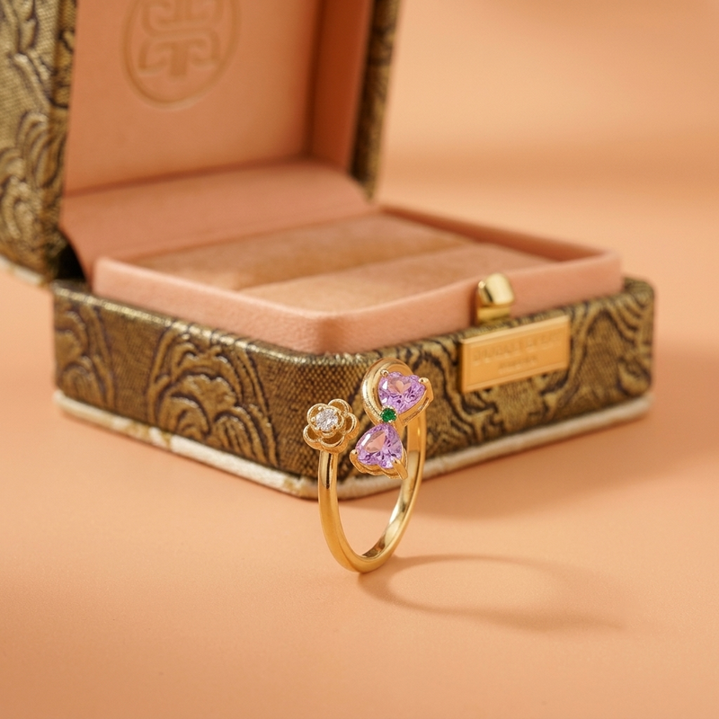 Yamiluxe Korean Style Butterfly Floral Adjustable Ring