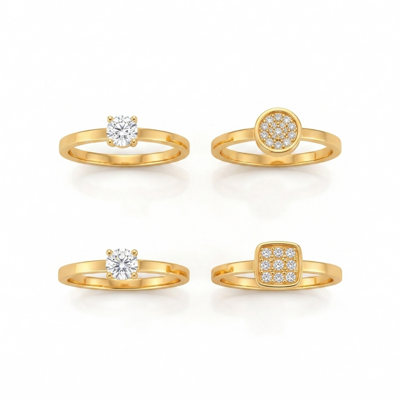 Elegant Golden color Tone CZ Ring Combo Set