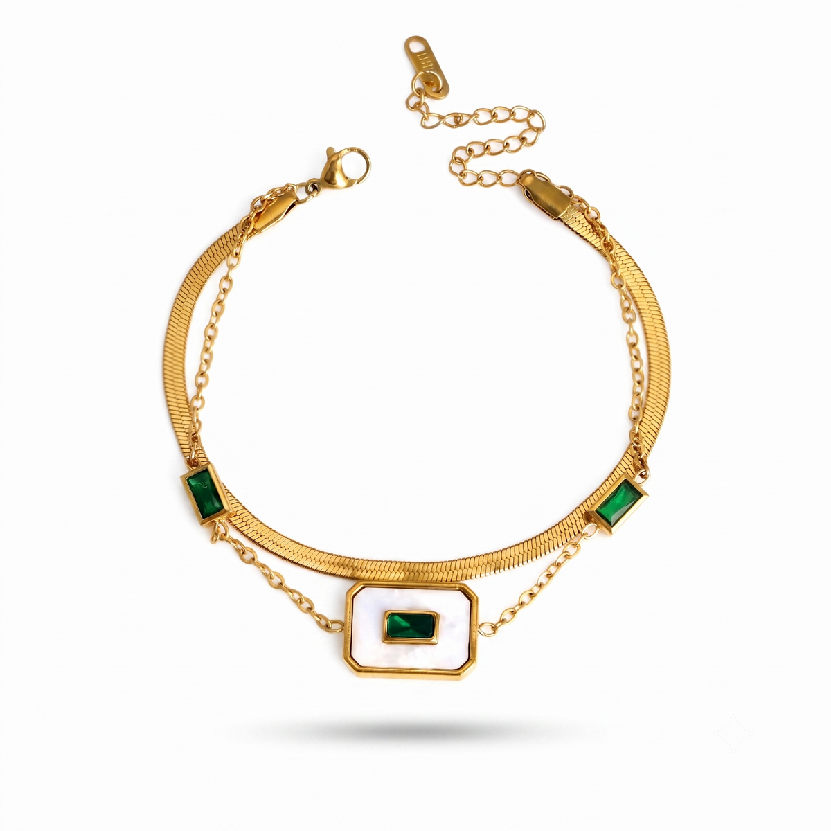 Buy Latest Trending Green Stone work Chain bracelet for women