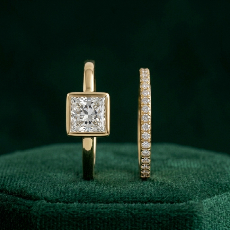 Modern Minimal Gold Ring Pair by yamiluxe