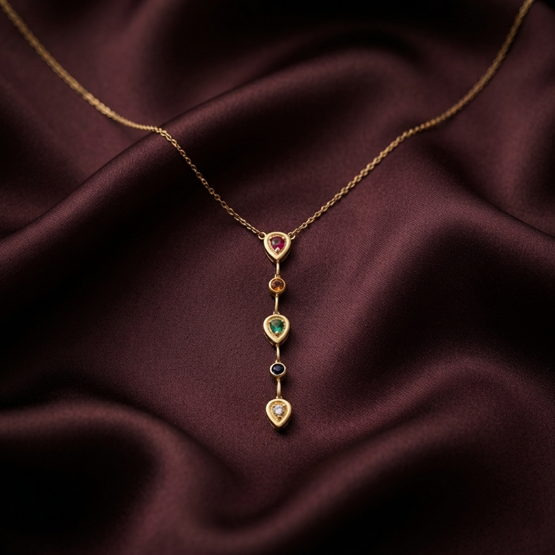 Buy Trending Multi color Diamond pattern Chain Pendant for women