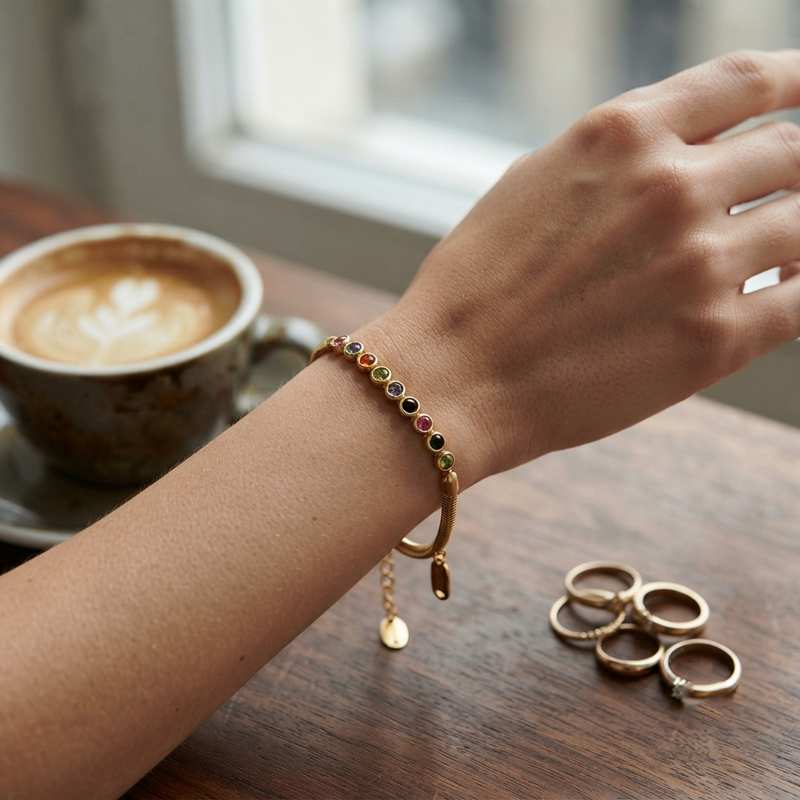 Buy Latest Trending Multi color diamond work Bracelet for women