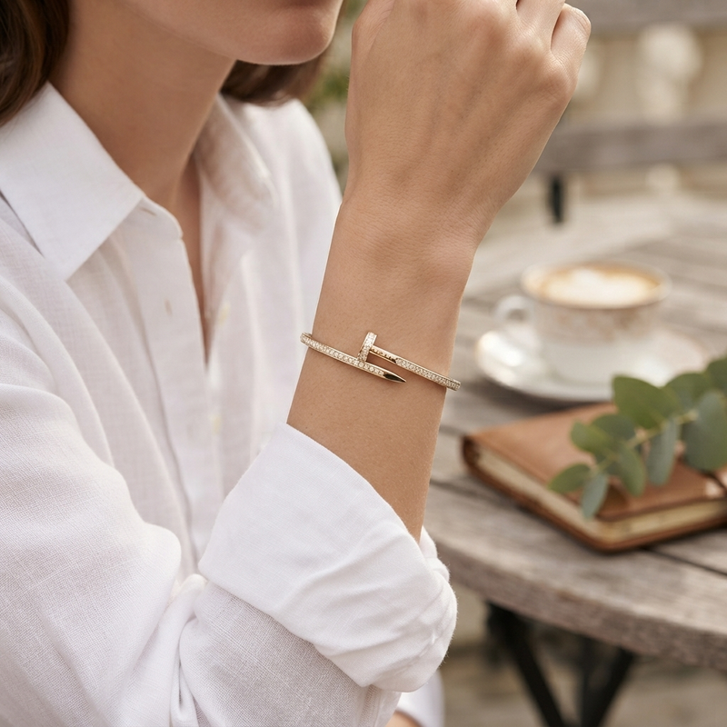 Buy Trending Crystal nail Pattern Solid Bracelet for women