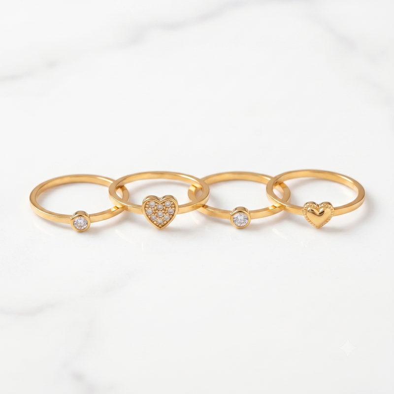 Luxury Golden Color Stackable Rings Combo Collection
