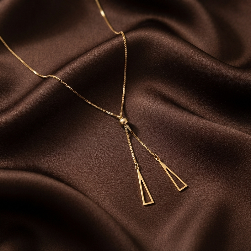 Buy Trending Dainty Geometric Triangular Slide Lariat Necklace for Women