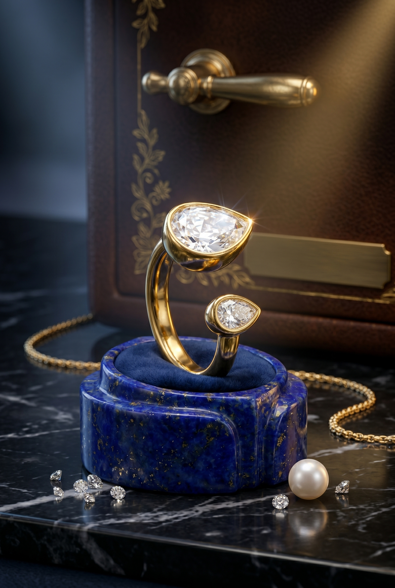 Trending Gold Color Pear Shape Crystal Ring – Modern Open Band Jewelry