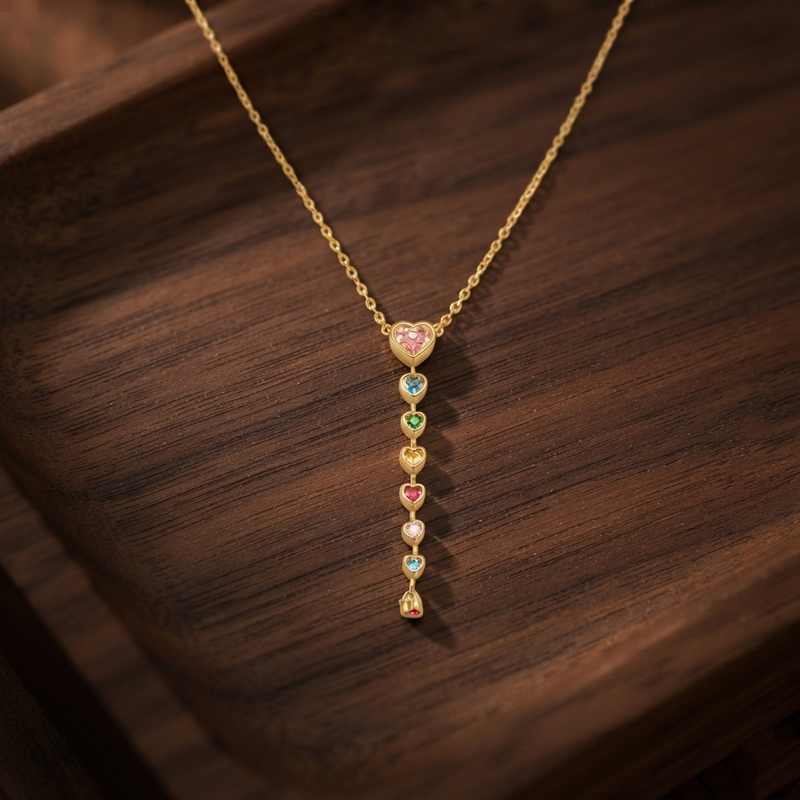 Dainty Multi-Color Heart Drop Gold Chain | Anti-Tarnish Fashion Jewelry
