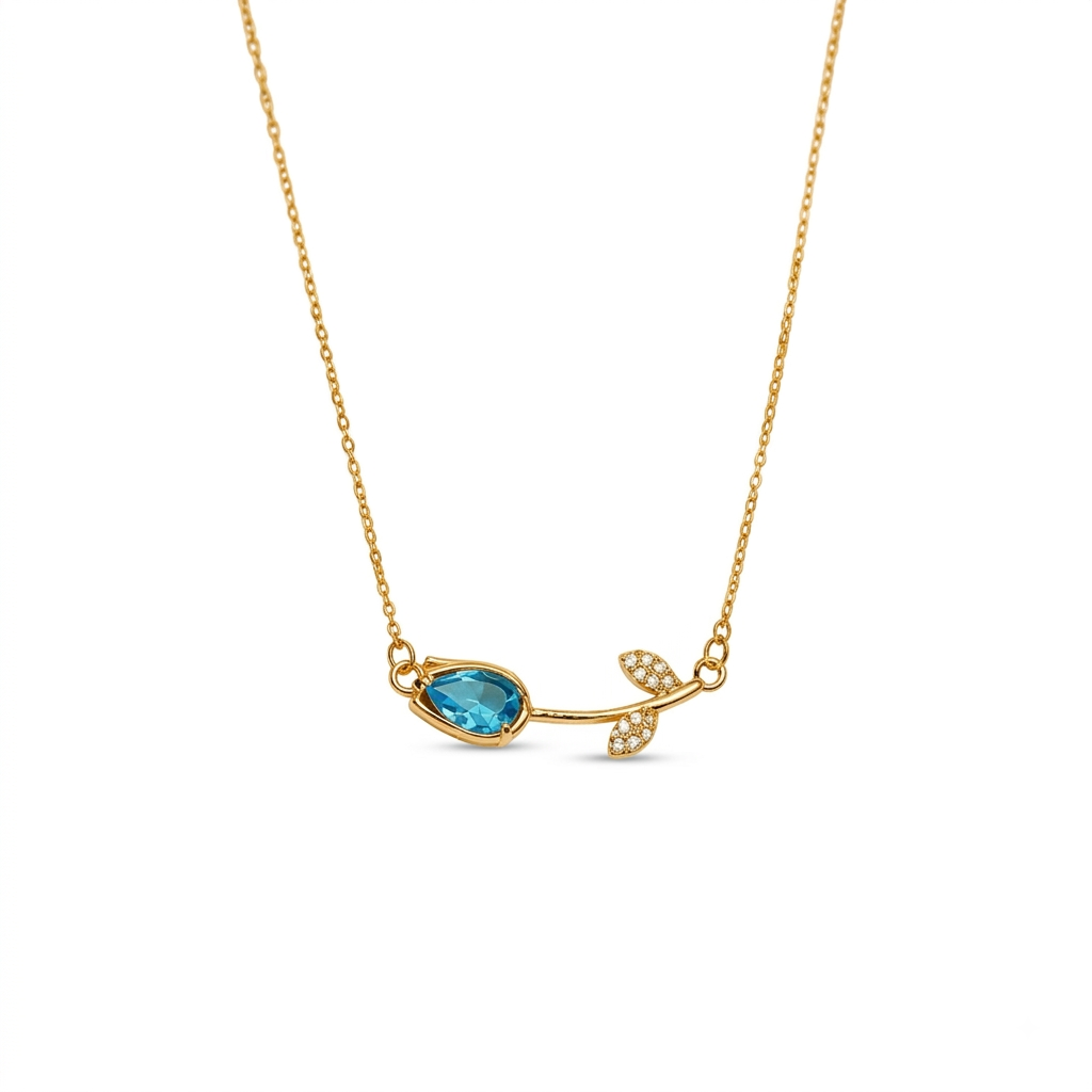 Buy Sky-blue Color Trending Flower pattern Chain pendent for women